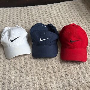 Bundle of (3) Youth Nike Caps with Swoosh Logo